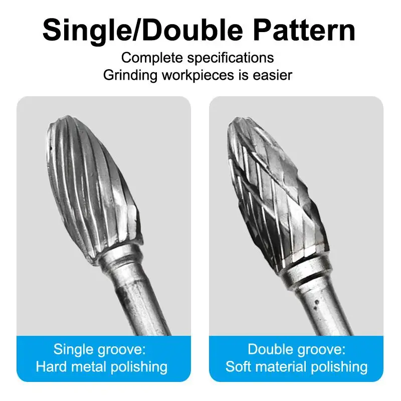 10Pcs 텅스텐 카바이드 버 키트 버 로타리 파일 그라인더 목공 조각 전기 연삭을위한 로타리 도구 Rasp 비트