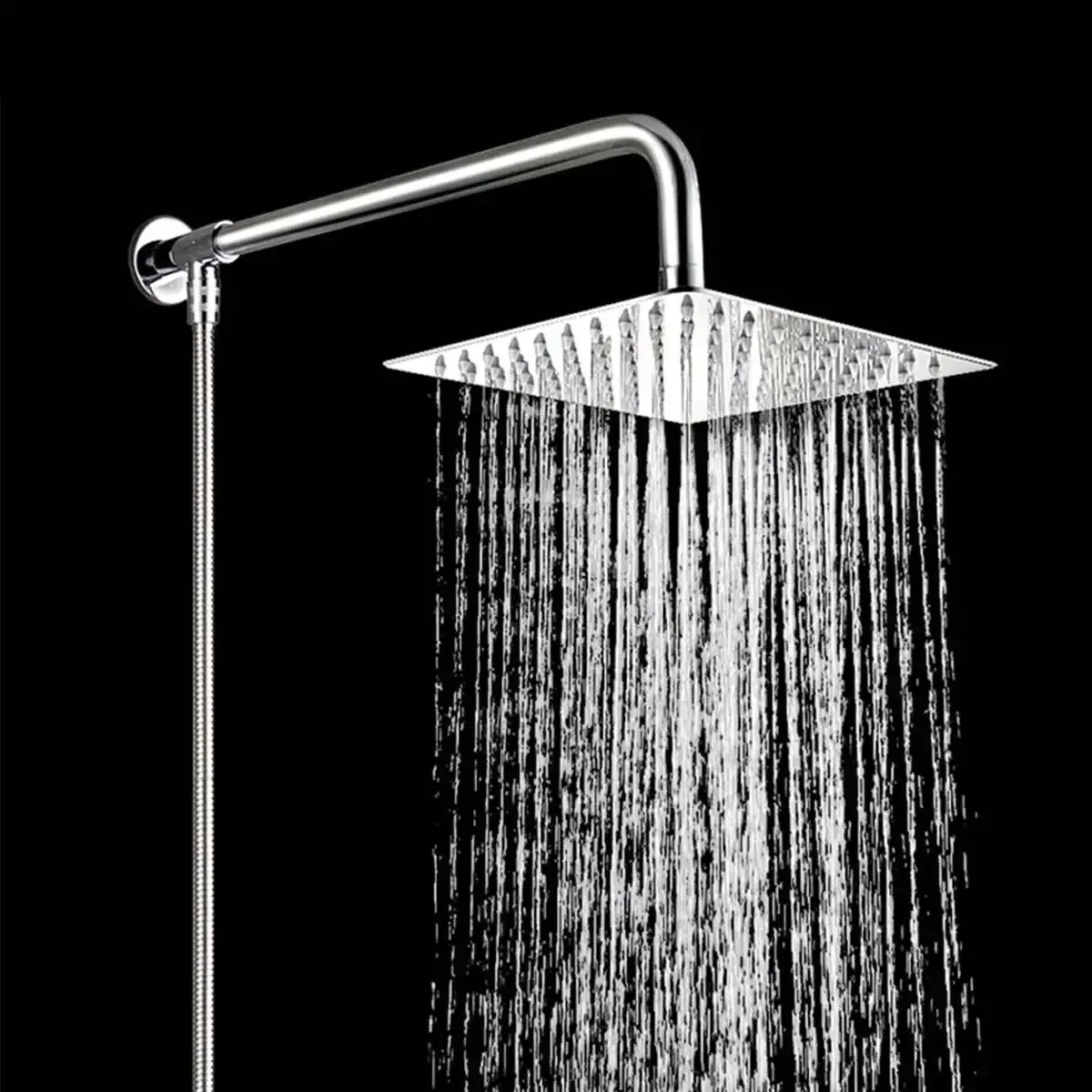 

G1/2 inch 49cm Shower Head Extension Arm Kit For Bathroom Stainless Steel 90°Wall Mounted Tube Rainfall Shower Head Arm