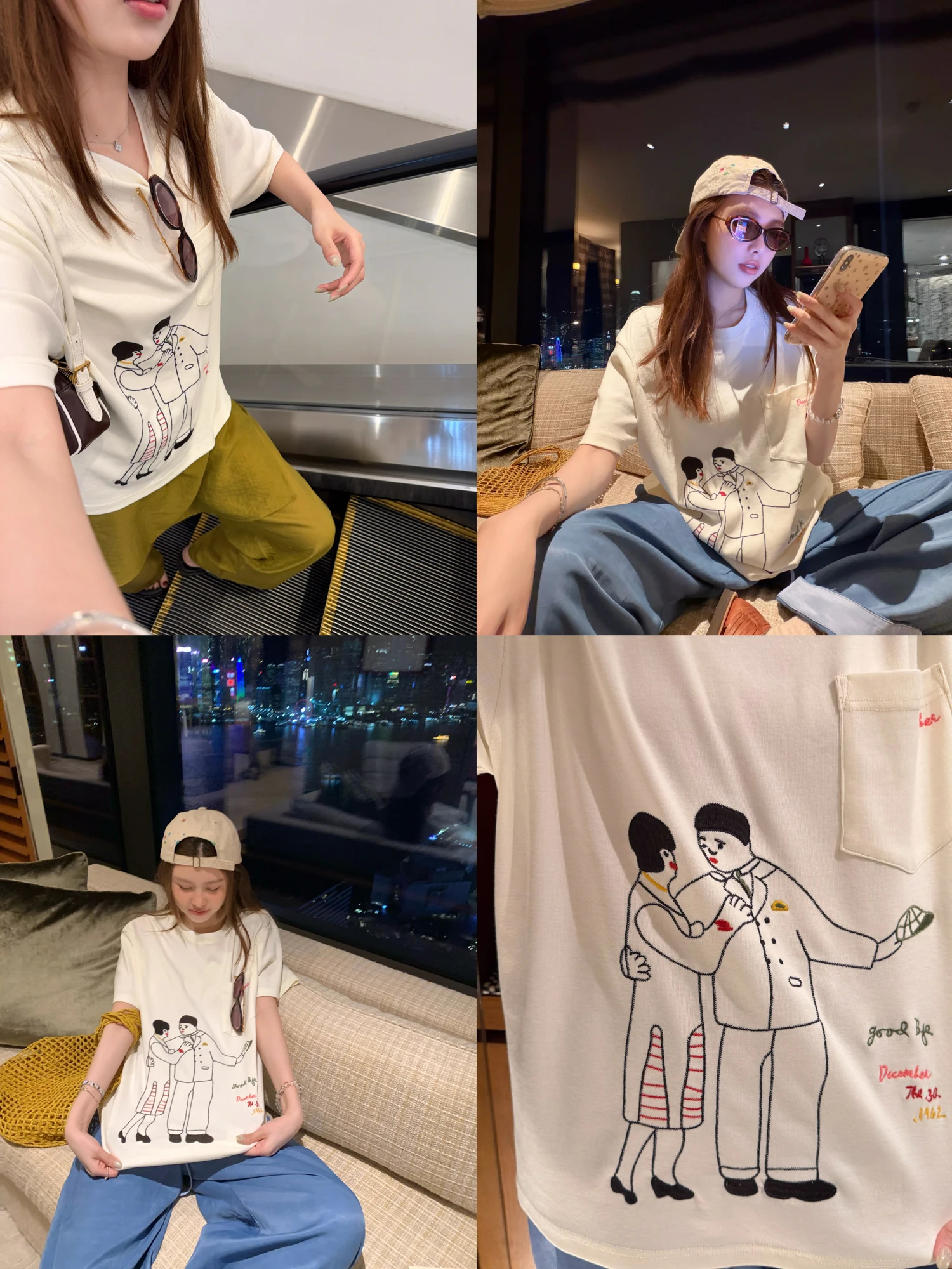 

Футболка Realzz Official Elegant Style свободного кроя с коротким рукавом, 100% хлопок, с объемной вышивкой, для отдыха и развлечений, женский топ с круглым вырезом