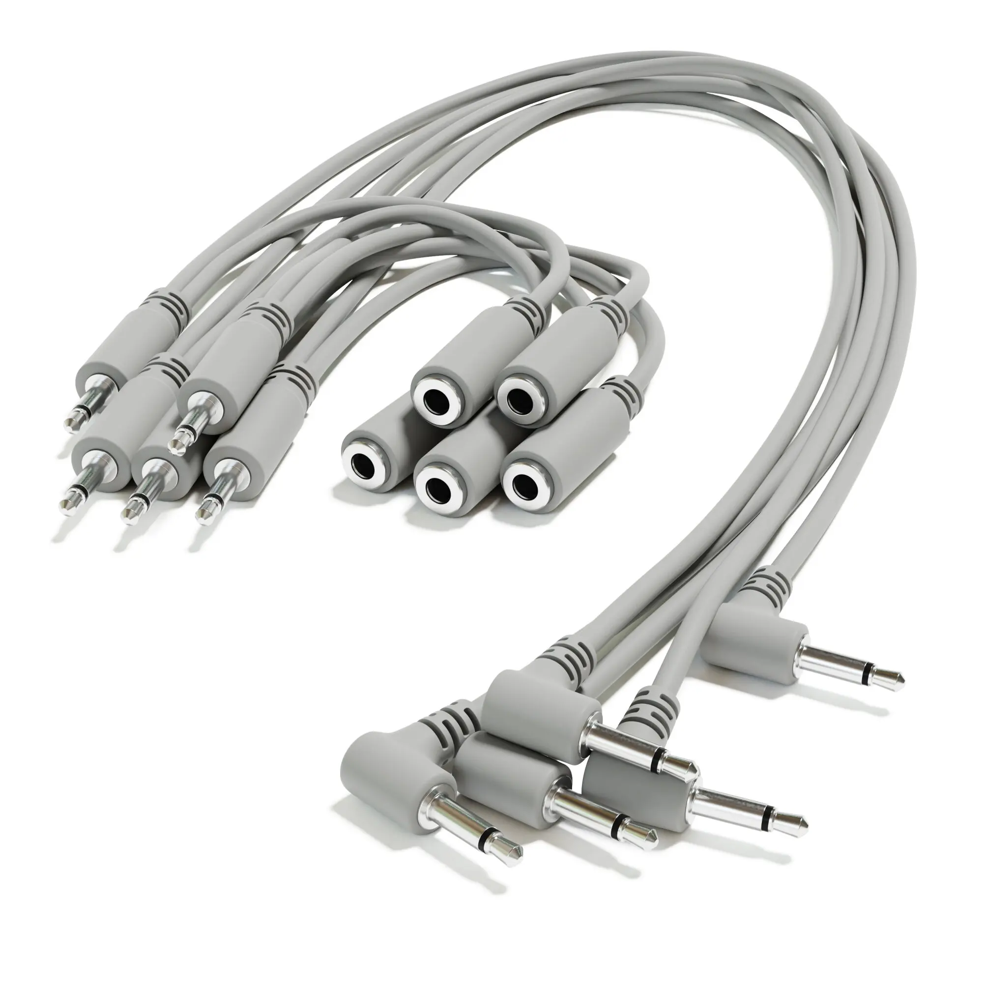 

ExcelValley - 5Pack Right Angle Hopscotch Mono Splitter Y Patch Cables TS 3.5mm 1/8" for Eurorack Modular Synth