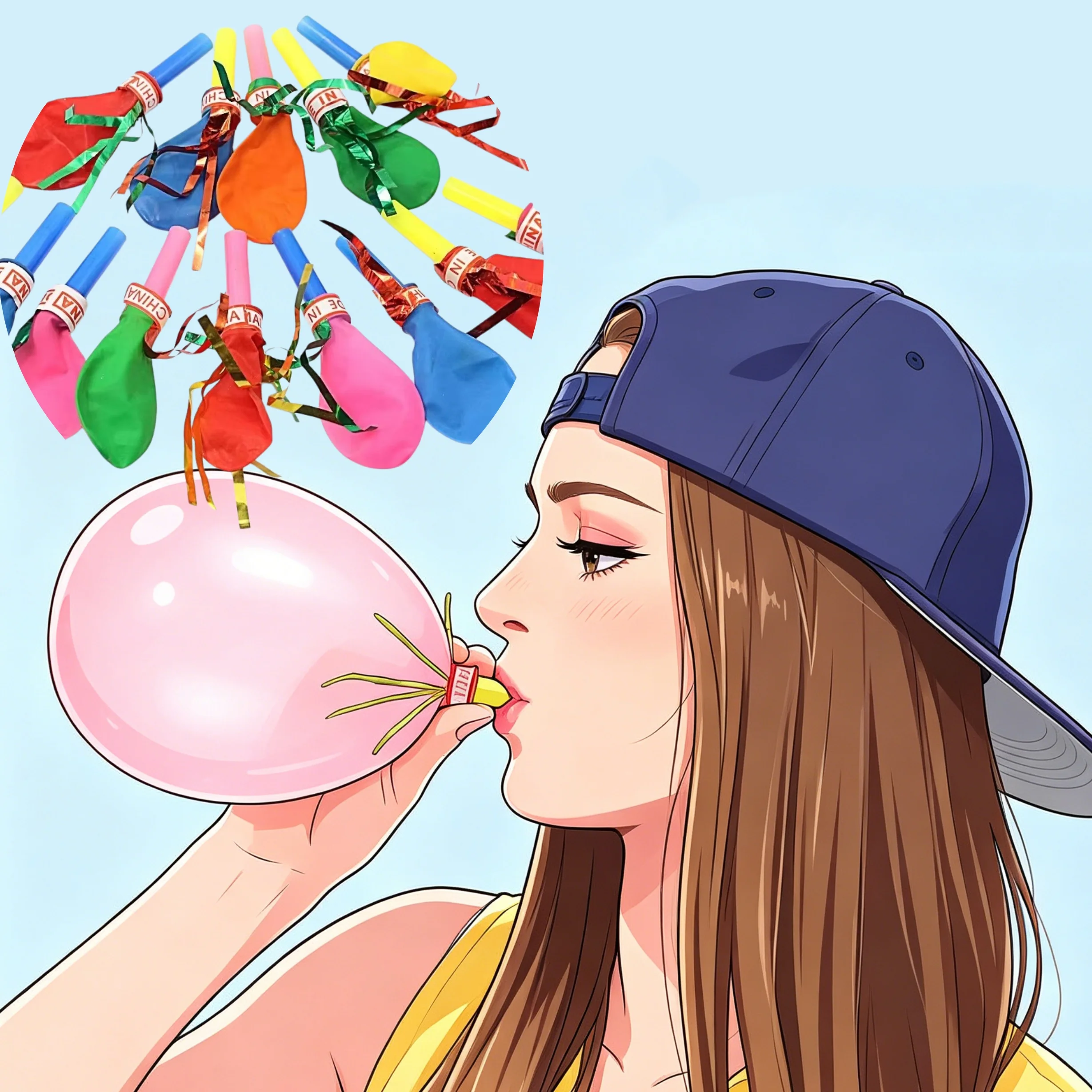 50PCS Funny Colorful Whistle Balloons Noisy Blow Up Toy Kids Birthday Party Favors Festival Cheerleading Decor Gift
