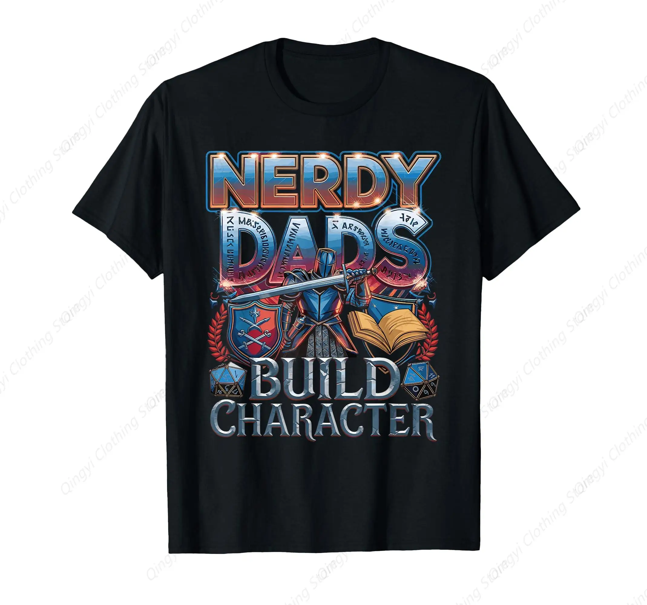 

Roleplay Gaming D20 Dice Nerdy Dads Build Character T-Shirt