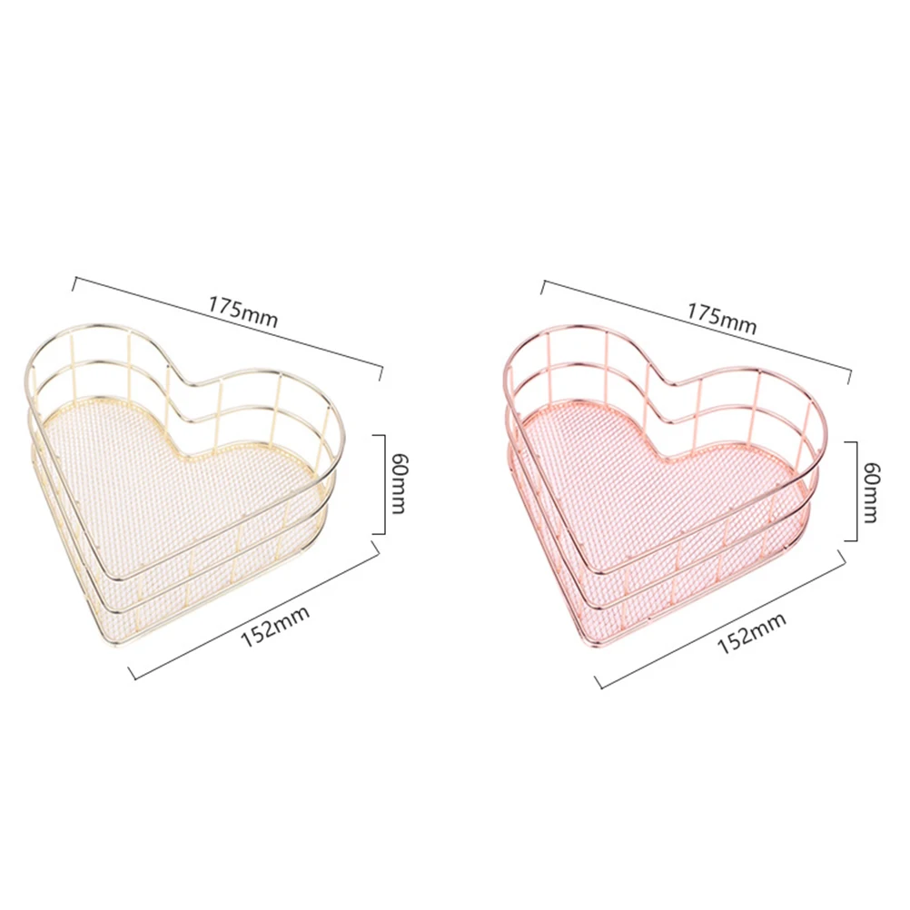 

Sweet Heart Shape Jewelry Tray Sturdy Metal Storage Basket for Perfume Cosmetics Accessories Organizer Heart Shaped for Desktop