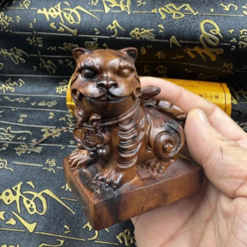 Natural Lightning-Struck Jujube Wood Tiger Statue - Taoist Ritual Decorative Craft, Evil Warding & Protection Feng Shui Ornament