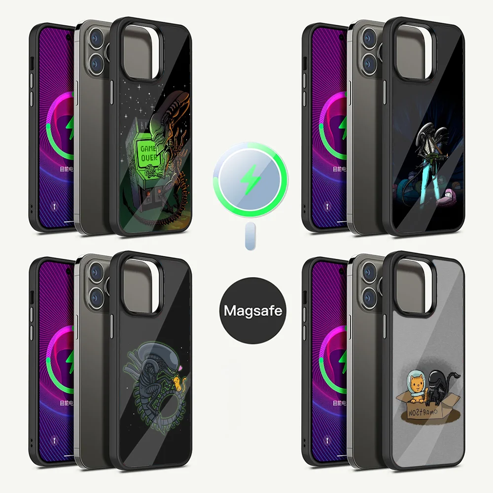 Movie A-Alien X-Xenomorph Phone Case For iPhone 15,14,13,12,11,Plus,Pro,Max Mini Magsafe Magnetic Wireless Charging