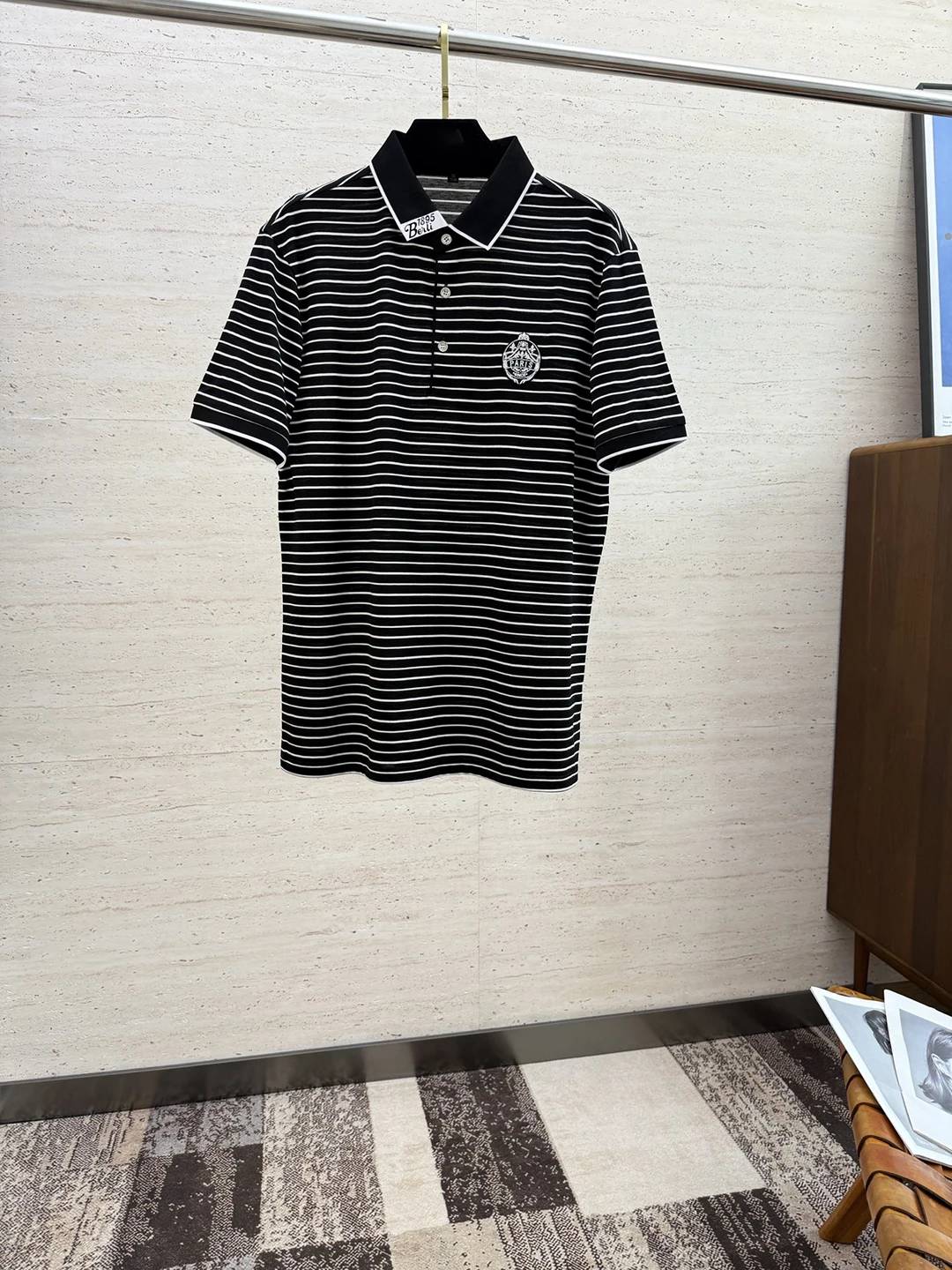 

2025SS NEW stand-up collar T shirt Long staple Cotton sewing three-dimensional 3D plate making knitting casual 1895 OLD MOENY