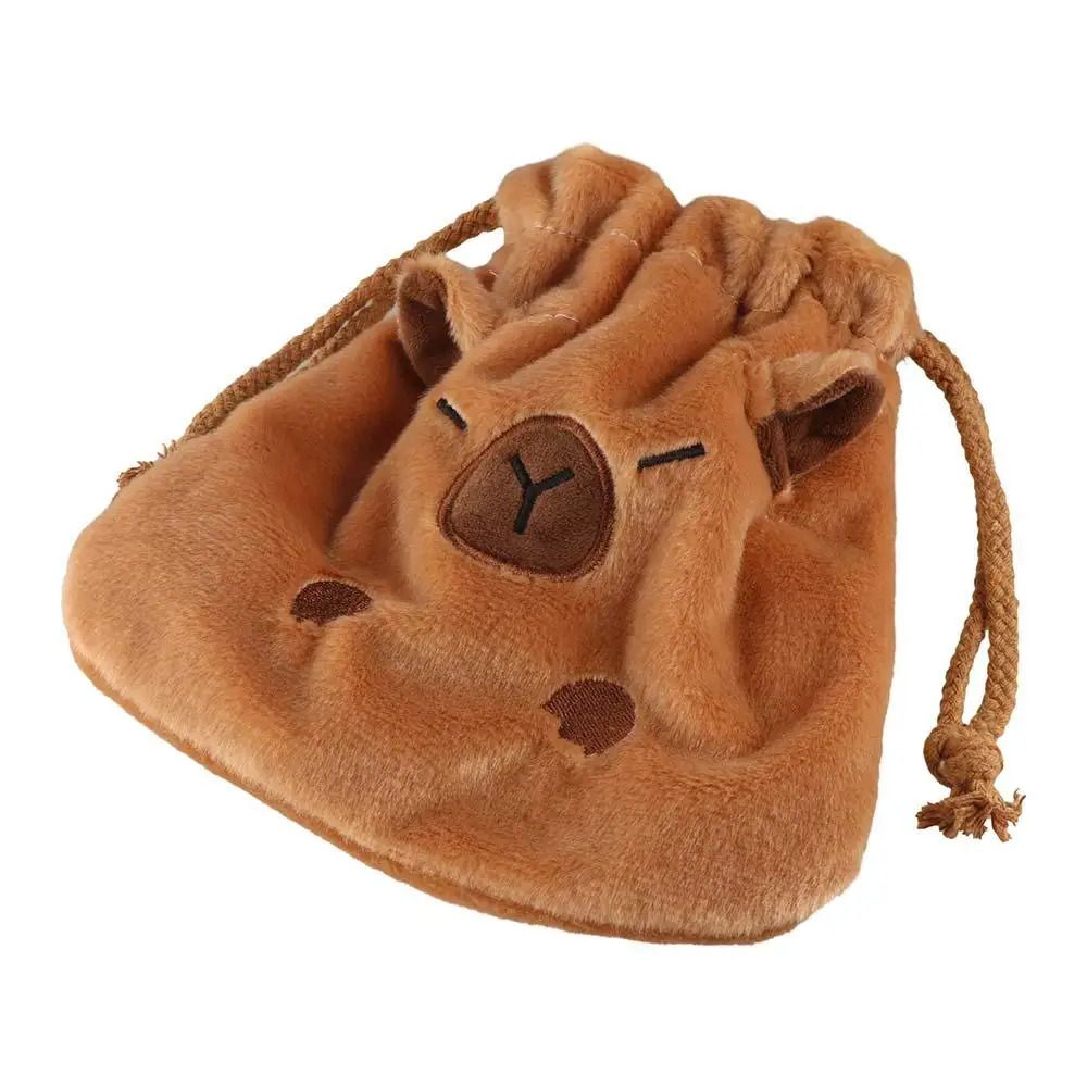 

Animal Capybara Plush Bundle Pocket Large Capacity Cute Capybara Drawstring Bag Stuffed Makeup Bag Cartoon Storage Bag