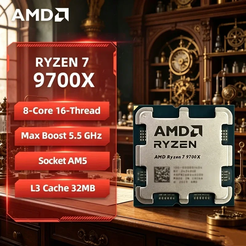 

Stalwart Unrestrained AMD Desktop Gaming CPU Ryzen 7 9700X R7 9700X 8 Core 16 Thread 5.5GHz AM5 Socket Loose Pieces