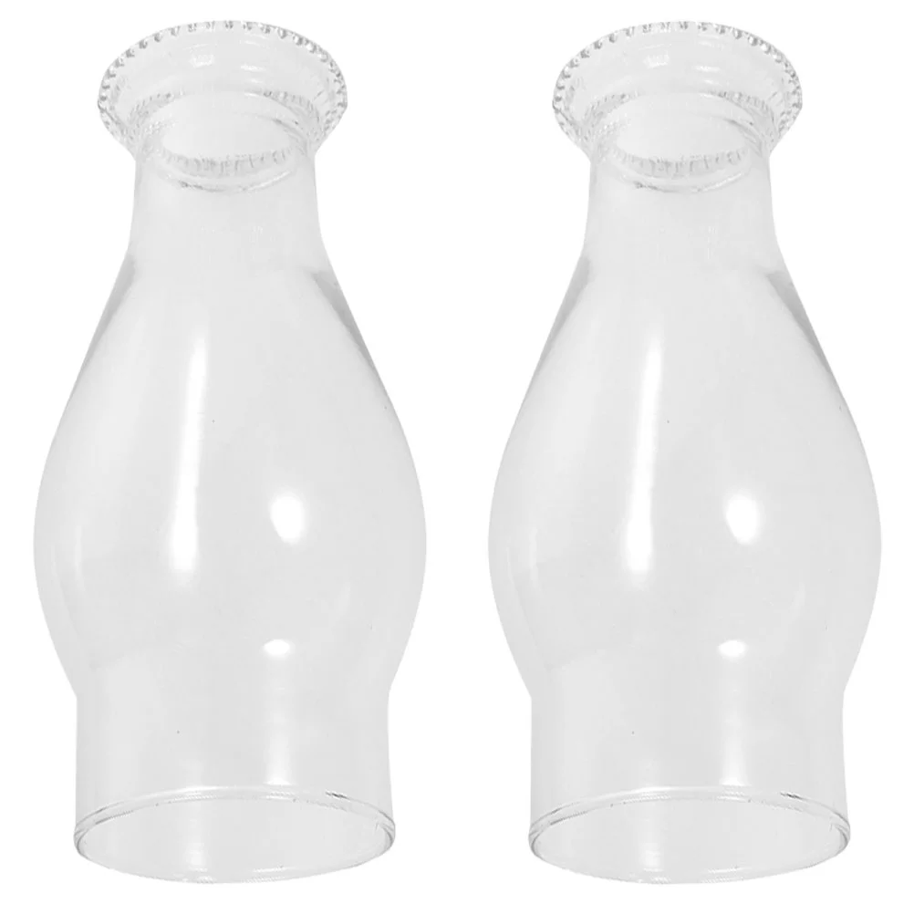 Lámpara de aceite transparente de queroseno, 2 piezas, linterna de chimenea a prueba de viento, sombra de Camping, tubo fluorescente, luces de vidrio
