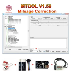 MTool V1.58 Full Set Supports Few Cars to 2021 Mileage Correction Software Dongle +Denso Adapter + Denso Pin Wires Cable +Els27