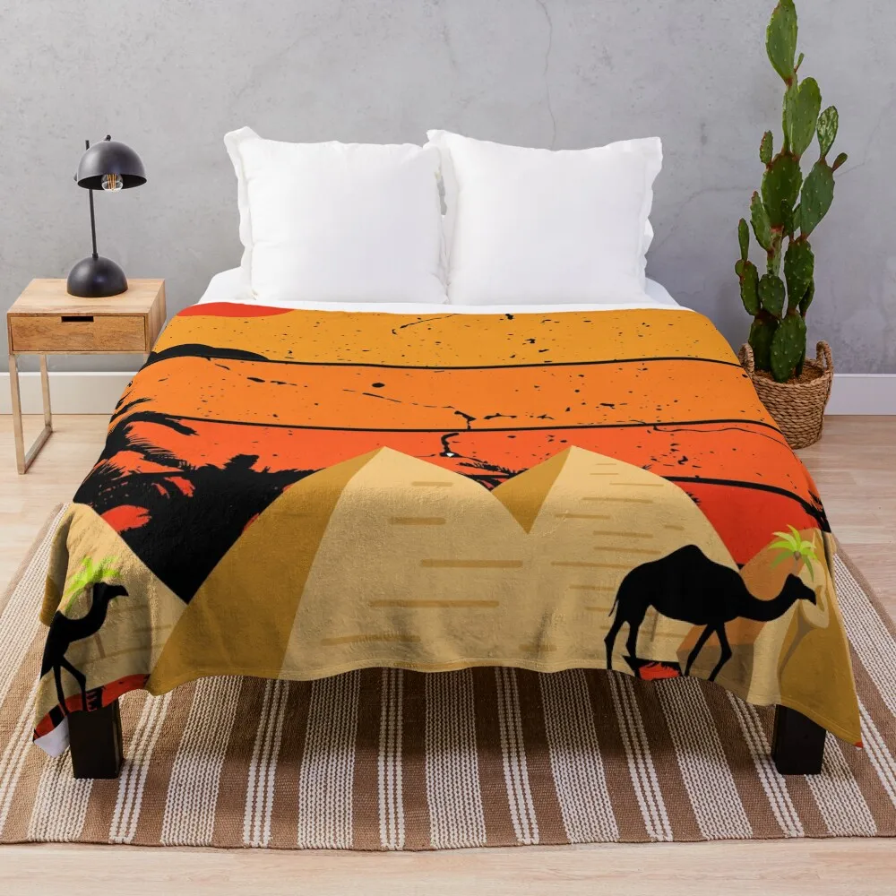 

Pyramids Retro Vintage Design Throw Blanket Outdoor Soft Blanket for Picnic Beach Camping