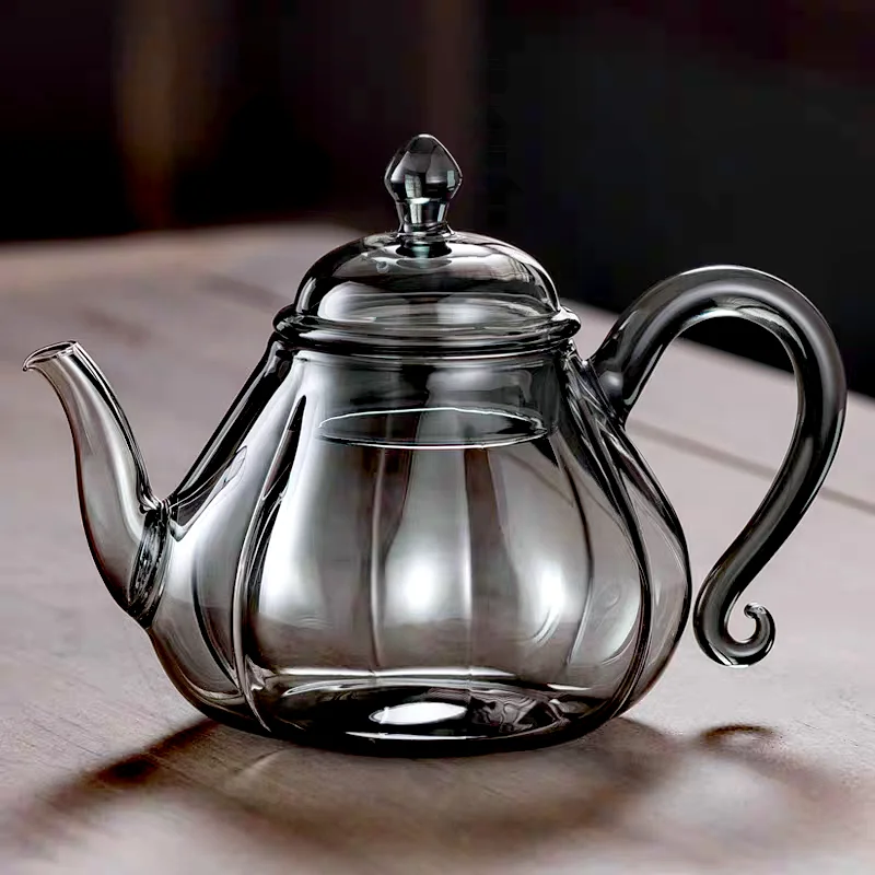 400ML Pumpkin High Borosilicate Glass Teapot With Filter Heat-Resistant Flower Tea Kettle Household Kung Fu Tea Pot Teaware