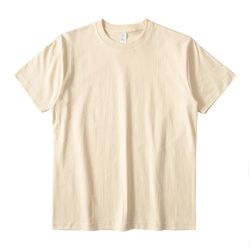 حجم كبير القطن الخالص كامل اللون قصيرة الأكمام تي شيرت بلون سميكة فضفاضة عادية تنوعا قاع قميص أعلى الرجال النساء #3