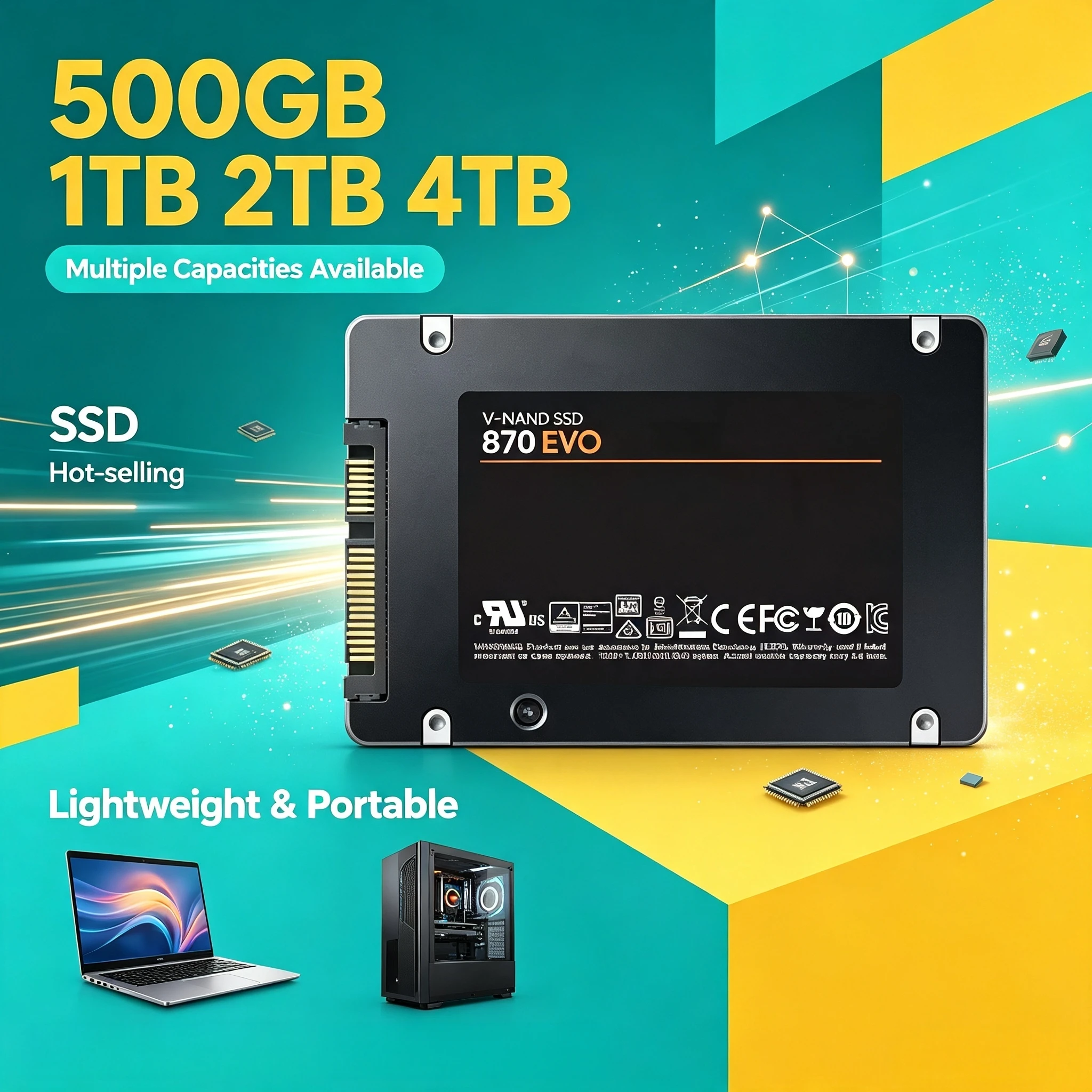 Original Internal 500GB SSD SATA3 25 Inch High Speed Solid State Disk 870-EVO for Microcomputer Laptop Desktop Pro Use