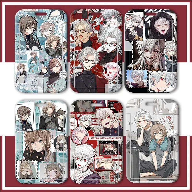 NIJISANJI ILUNA Nijisanjien/Aia Kuzuha Anime Student School Card Holder Meal Card Lanyard Travel Cards Cover KeyChain Pendant