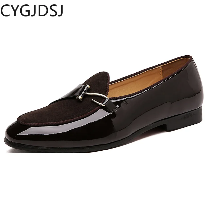 The Office Patent Leather Casual Shoes Loafers Men Brown Dress Italiano Office 2024 Formal Shoes for Men Slip on Shoes Men обувь