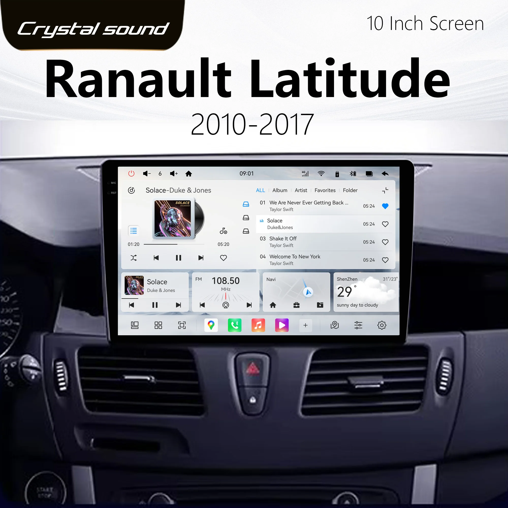 

Автомобильное радио, мультимедийный видеоплеер, GPS-навигатор, Android 10,0, DVD для Renault Latitude Laguna III ( 2011-2015)