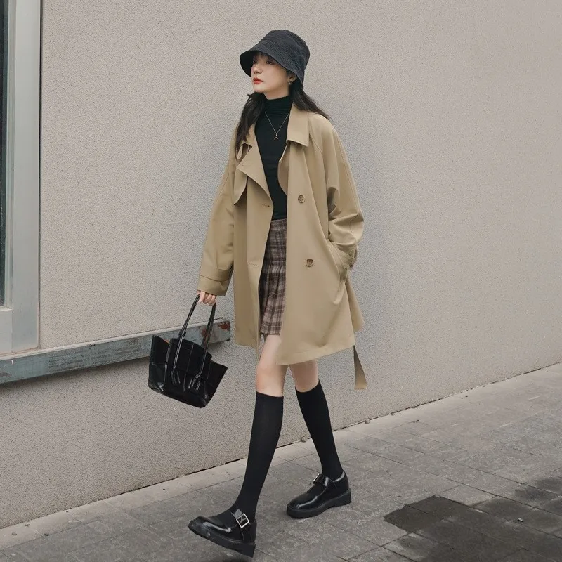 

A new loose khaki trench coat for women casual and versatile mid-length