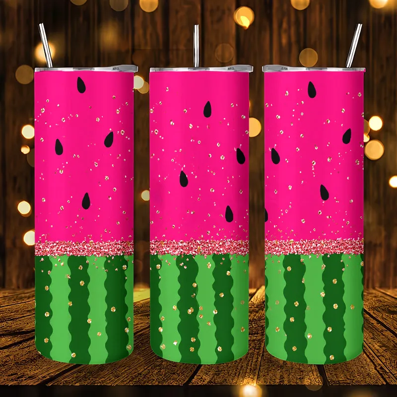 1pc 20oz Watermelon Pattern Stainless Steel Insulated Tumblers Coffee Office Travel Mug with Lid Cup Daily Use Leakproof And Bpa Free Keep Drink Hot And Cold Ideal Gift for Friends Family Colleagues