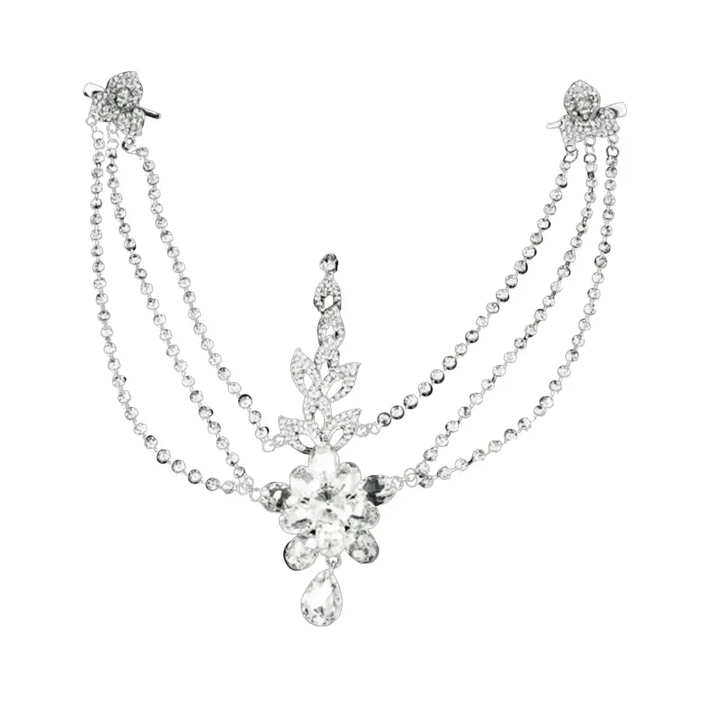 

Rhinestone Forehead Ornament Alloy Chain Wedding Tassel White Bride Hair Accessories Head Chain Fashion Looks Long Lasting Party