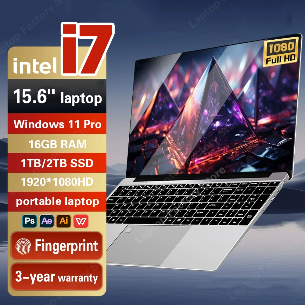 Fingerprint UnIock Notebook Windows 11 Pro 15.6 inch Laptop Intel Core i7 8500Y 15.6