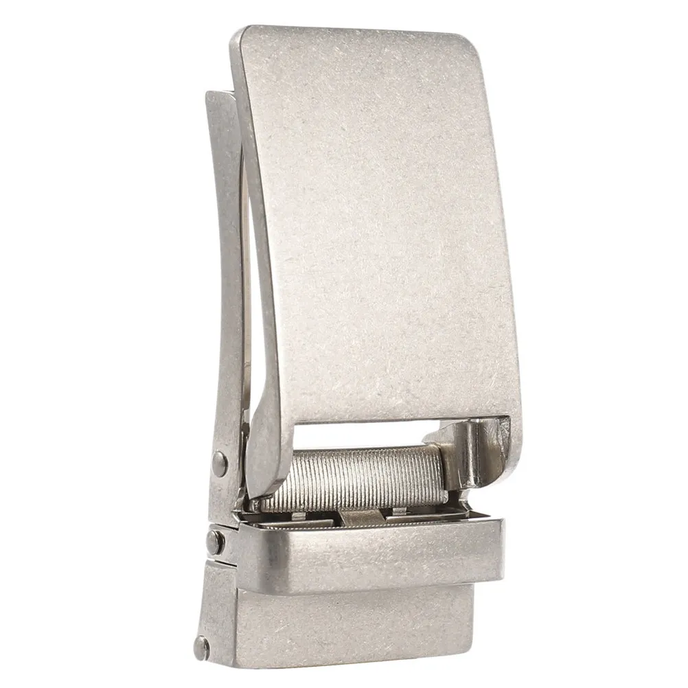 

Black Alloy Belt Buckle for Men Automatic Ratchet Closure Strong Strap Business Use Belt Buckle