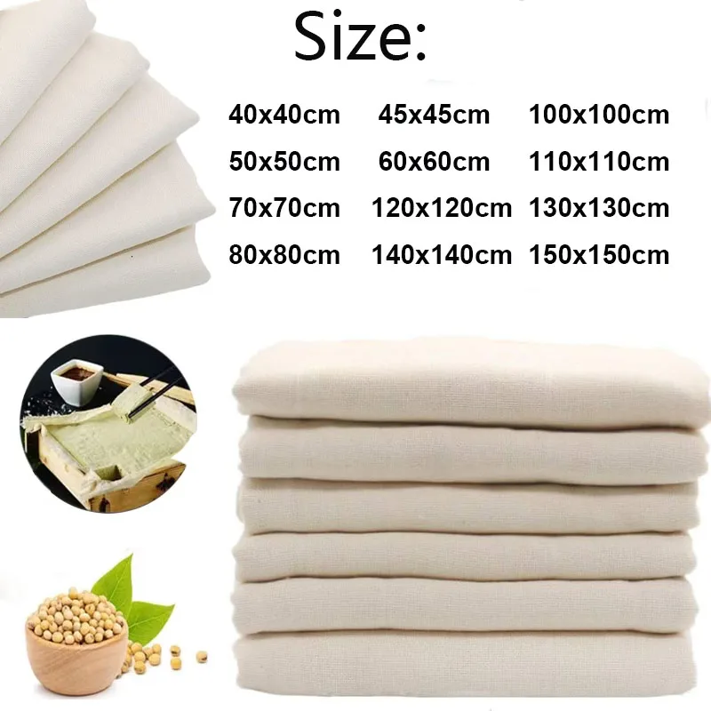 1 stücke Wiederverwendbare Nuss Milch Tuch Tasche Siebe Ungebleichte Natürliche Baumwolle Käsetuch Käse Joghurt Tofu Filter Küche Feine Mesh S