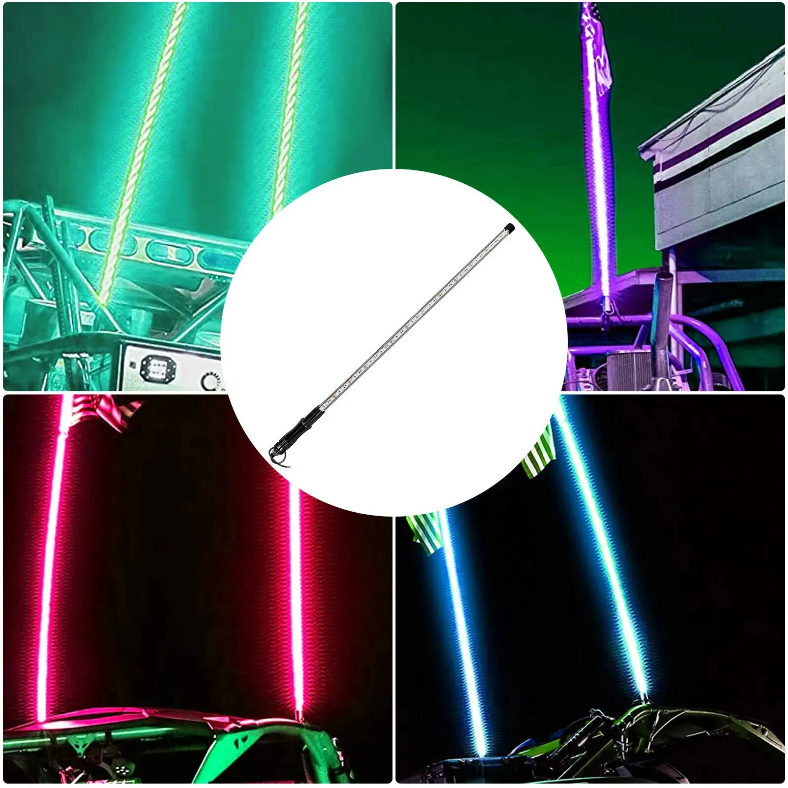 

2PCS 2FT LED Whip Lights Remote Control Flagpole Antenna Whips for UTV ATV Off Road Truck Sand Buggy Dune RZR