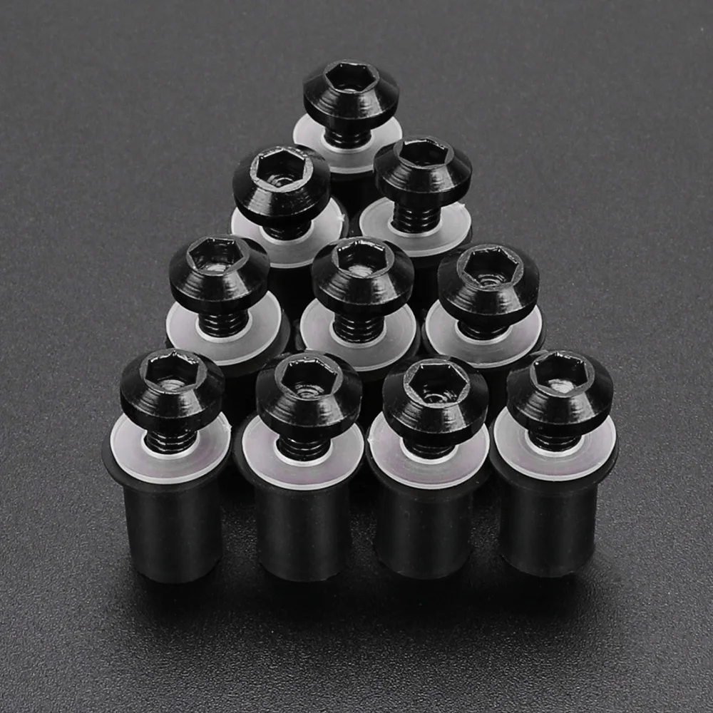 5MM 10PCS Fairing Bolts Kit For YAMAHA TDM 850 900 TDR250 XT1200Z/ZE XT660Z Super Tenere Windshield Windscreen Screw Rubber Nuts
