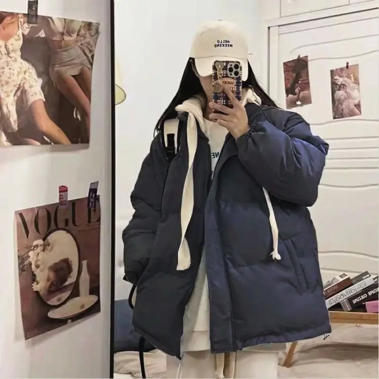 New Winter Thick Warm Fake Two Pieces Down Cotton Jacket Woman Parkas Overcoat Autumn Female Korean Loose Puffer Outerwear Black