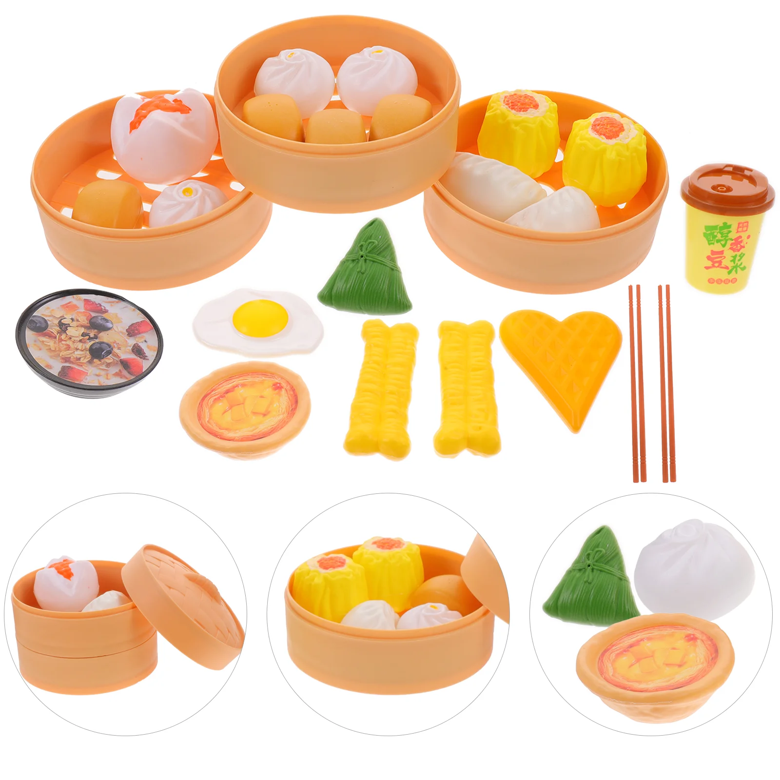 58Pcs Breakfast Play Food Plastic Food Cooking Toys Pretend Role Play Toys