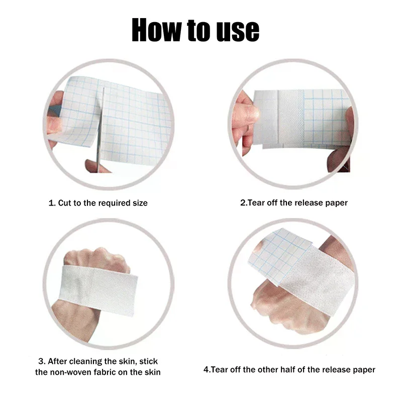 1pc Non-woven Fabric Film Waterproof Transparent Tape Adhesive Plaster Anti-allergic Wound Dressing Fixation Tape