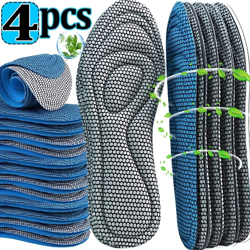 Semelles orthopédiques en mousse à mémoire de forme Nano, 4 pièces, pour chaussures, désodorisation antibactérienne, Absorption de la sueur, chaussures de Sport, coussinets de course