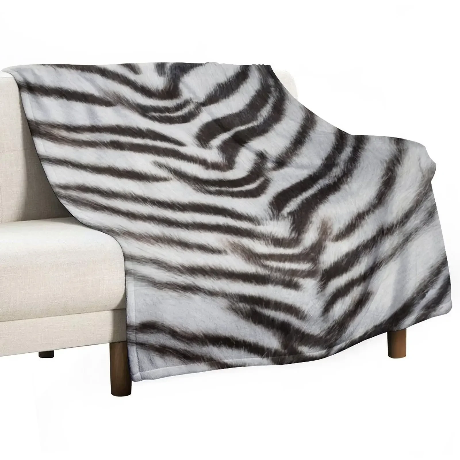 Majestic White Tiger Skin Throw Blanket For Sofa Thin Blankets For Sofas Fashion Sofas Soft Big Blankets