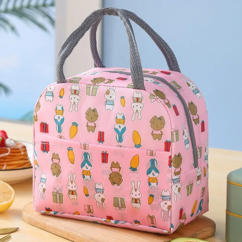 Portable Cartoon Tote Cooler Lunch Box Bag Aluminum Foil Student Bento Insulation Bags Thermal Food Picnic Lunch Bag For Kids