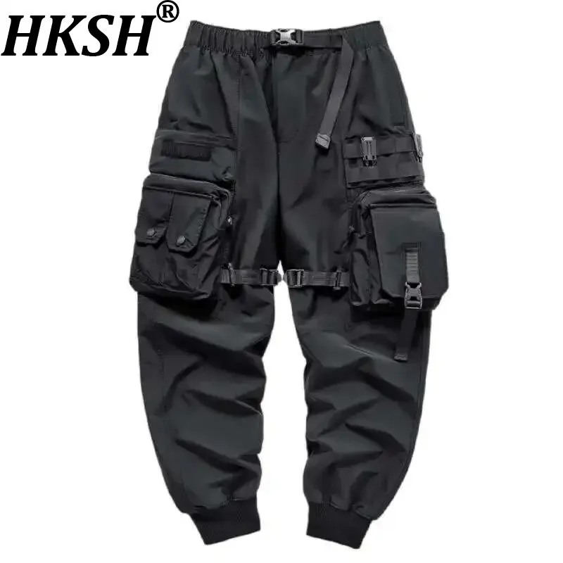 

HKSH осень-весна мужские тактические брюки-карго в стиле сафари темные комбинезоны Tide модные повседневные карманы техническая одежда шикарные комбинезоны HK0011