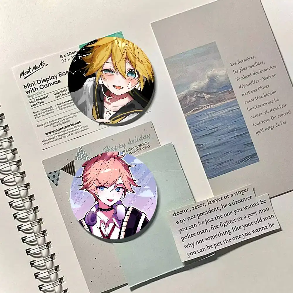 K-Kagamine-Len broches de dessin animé Badge d'anime broche ronde faite à la main épingles à revers bijoux pour sac à dos vêtements cadeaux S
