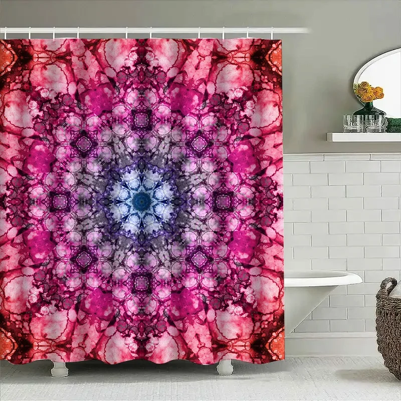 

Beautiful Mandala Shower Curtain Pink Purple Blue Black White Waterproof Fabric for Bathroom Decor Size Customizable (180x240cm)