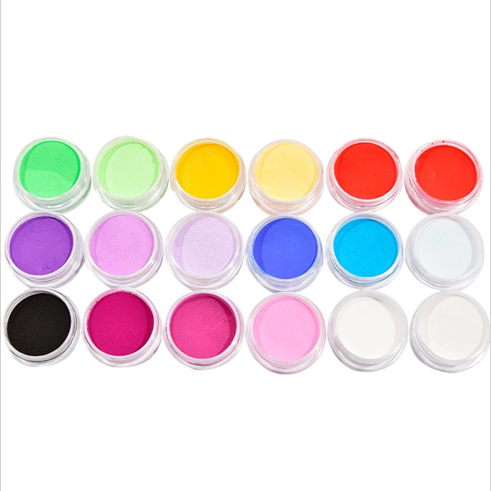 Poudre acrylique 3D pour nail art, 18 couleurs, colorée, pour liquide UV, polymère monomère, design de manucure