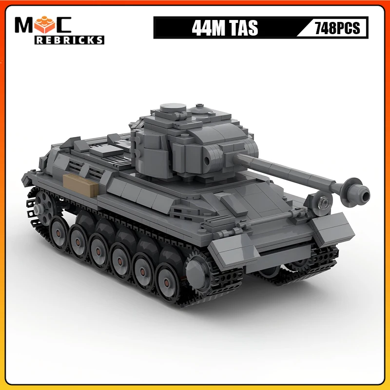 

Military Medium Tank 44M TAS WW2 Armed Tracks Armored Vehicle Building Blocks Toys MOC Technology Bricks Weapon Model Sets Gifts