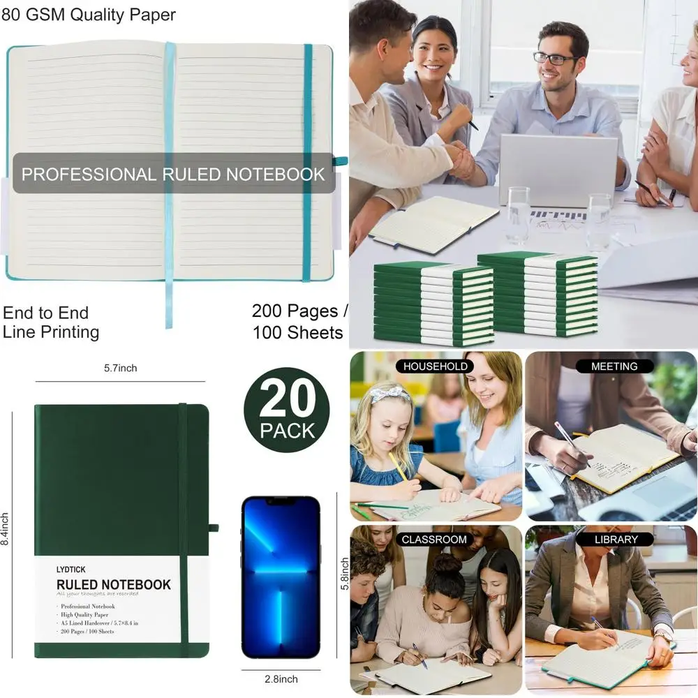 

Блокноты в твердом переплете для колледжа, 200 страниц, 5,7x8,4 дюйма, зеленые