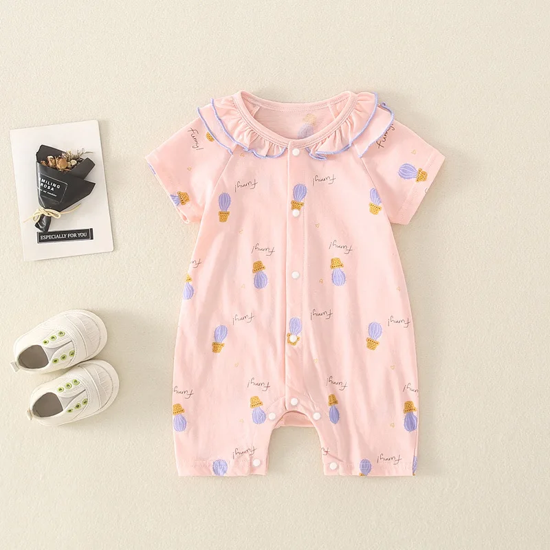 

Newborn Infant Girl Jumpsuit Children Clothing Cute Ruffle O-neck Baby Tracksuit Sleepwear Toddler Outfit Onesies Overalls A566