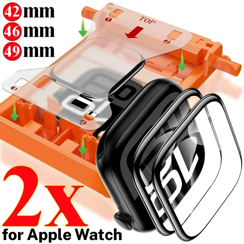 1/2 pezzi Kit di protezione schermo facile da installare per Apple Watch S10 S11 42mm 46mm 49mm per iWatch Ultra 3 2 1 Serie Pellicola ceramica morbida