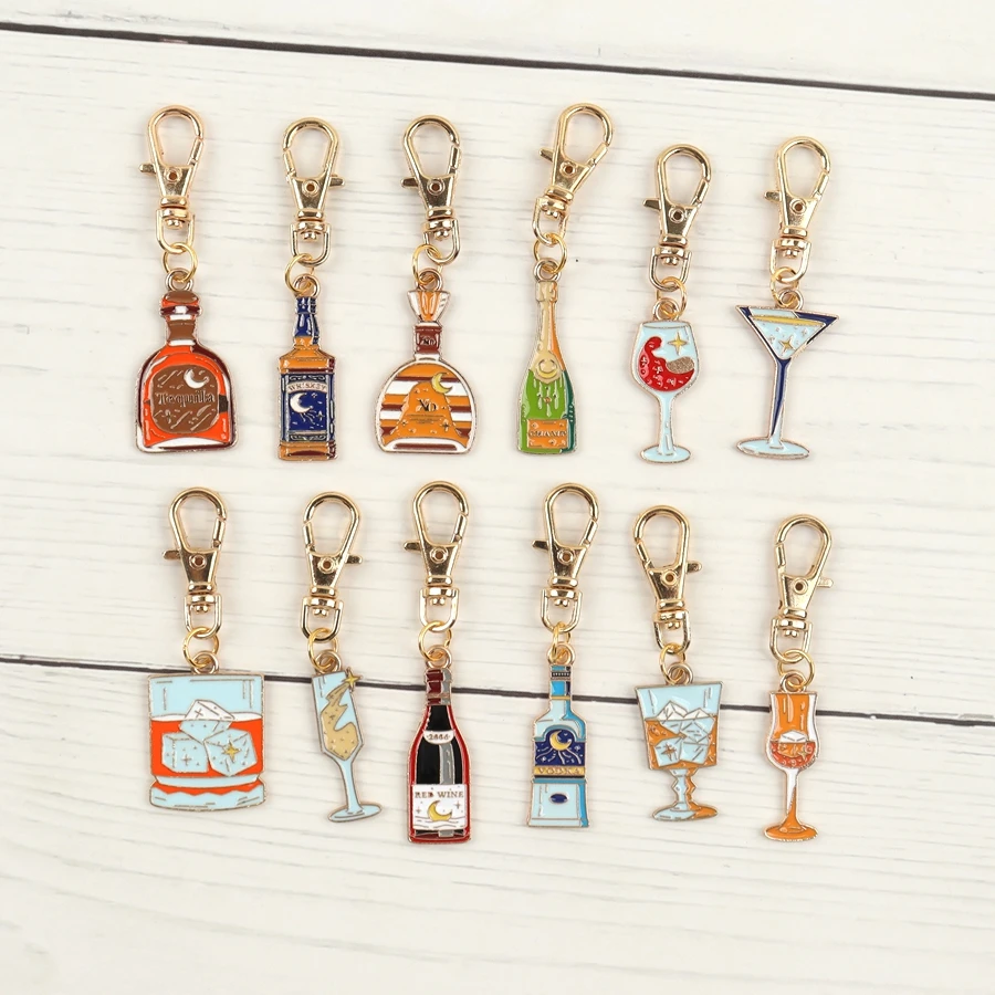 12 Wine Bottle Keychain Pendants, Suitable for Decorating Bag Pendants