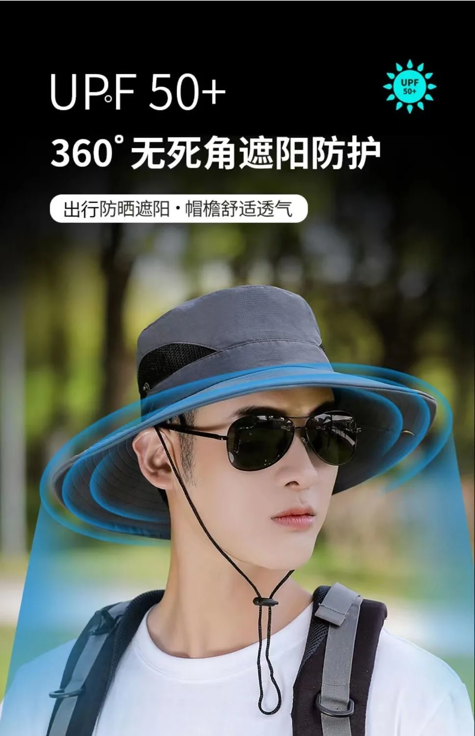 قبعة واقية من الشمس، قبعة شبكية كبيرة قابلة للتنفس في الهواء الطلق، قبعة صيد للحماية من الشمس، قبعة قبة كاجوال على طراز الدنيم