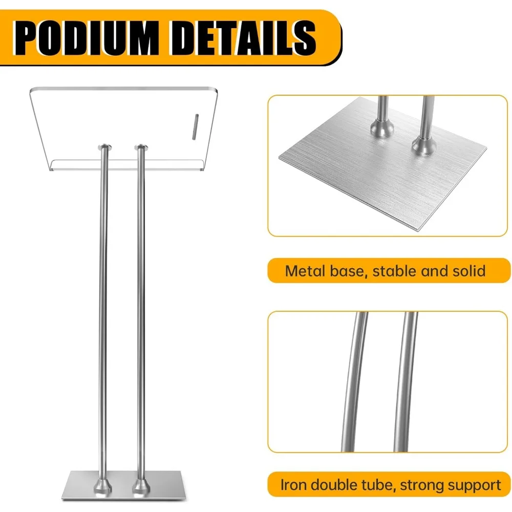Прочный акриловый подиум для церков с железным основанием и толстой столешницей, многофункциональная кафедра-стойка с улучшенным S