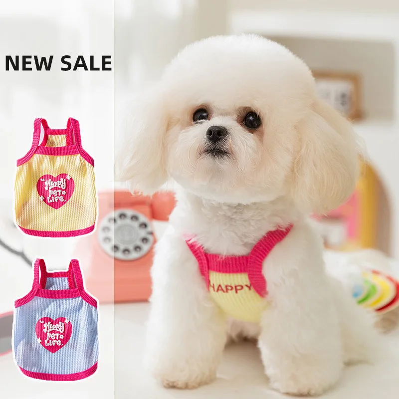 Summer Dog Vest Waffle Breathable Thin Pet Clothing Puppy Cute Clothes Teddy Yorkshire Two Legs Clothing XS-XL