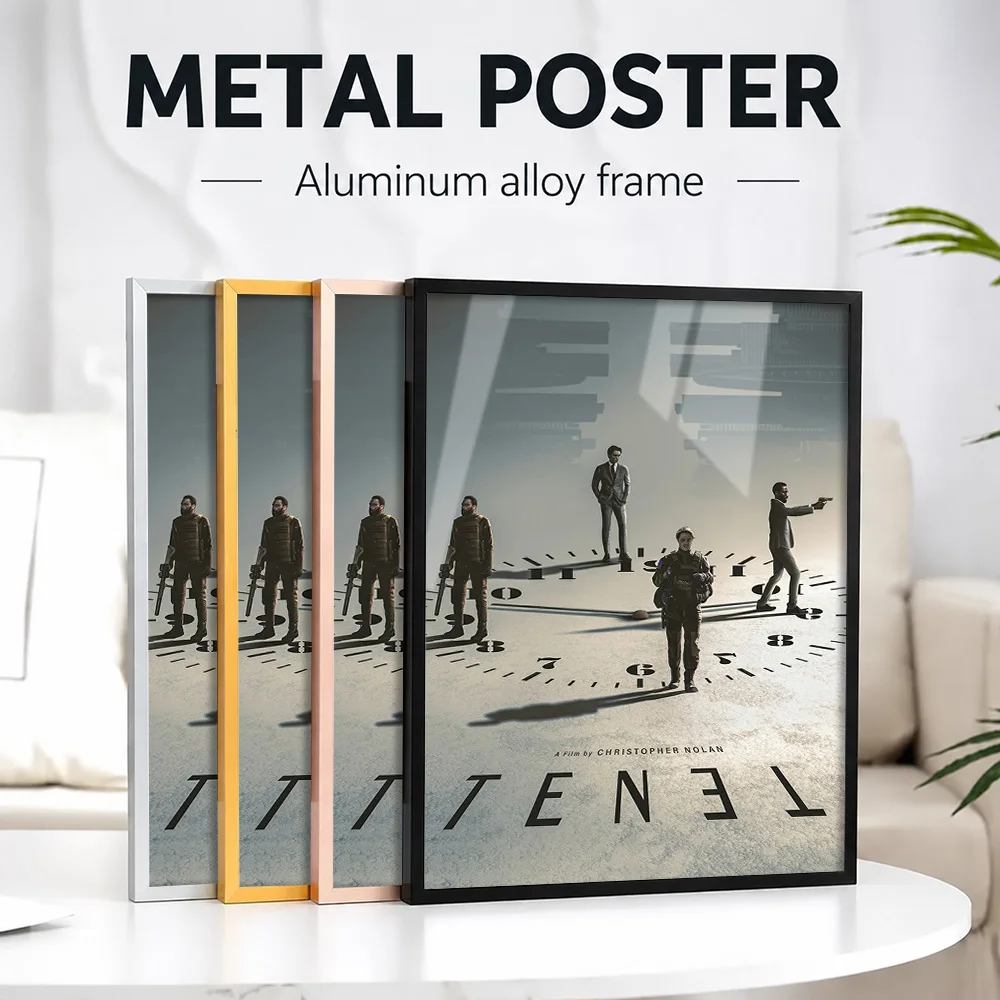 Tenet Movie Framed Aluminum Metal Poster Customized Photo Cinematic Graphic Style Wall Art For Lounge And Office Director Gift
