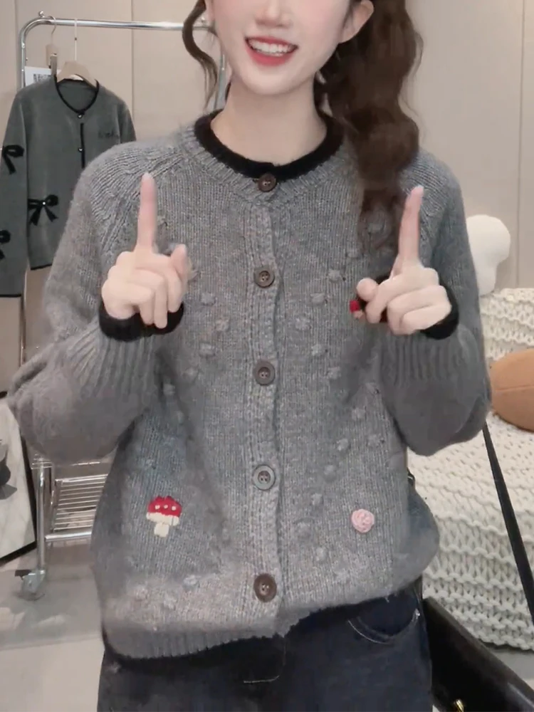 

Cisas Knitwear Casual Lazy Color Blo Design Korean Sle Large Size Open Cardigan Winter Faion Women's Camere Sweater