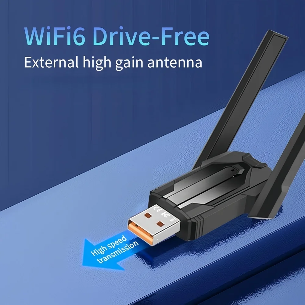 WIFI6 AX900 NetwerkkaartUSB Adapter Dual Band 2.4/5GHz WiFi Ontvanger Gecodeerde Dongle Driver Gratis, voor Win 10/11 Desktop Laptop